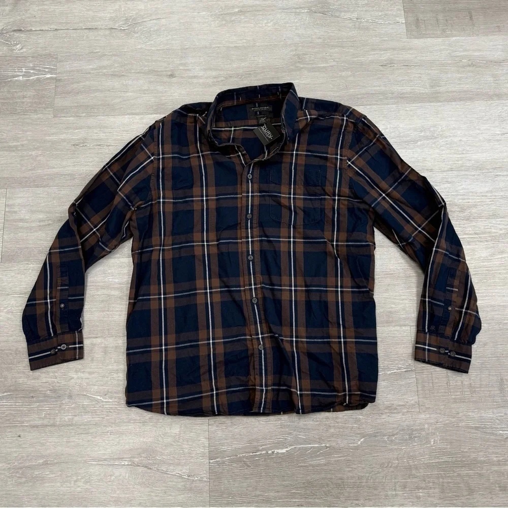 Banana Republic Navy & Brown Button Down Shirt - Size XL